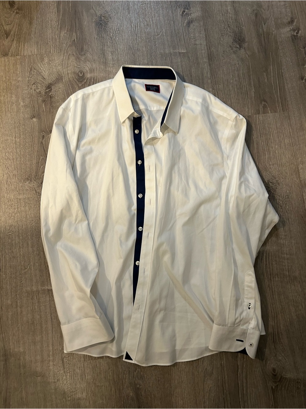 UNTUCKit 3XL White Dress Shirt with Navy Trim